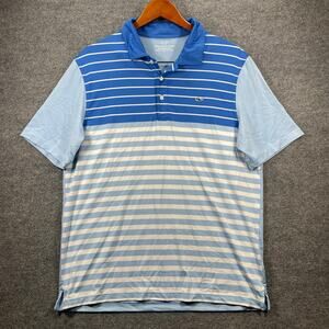 Vineyard Vines Performance Polo Shirt Men's Large Blue Striped Casual Striped